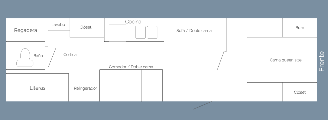 Croquis de distribución de casa móvil